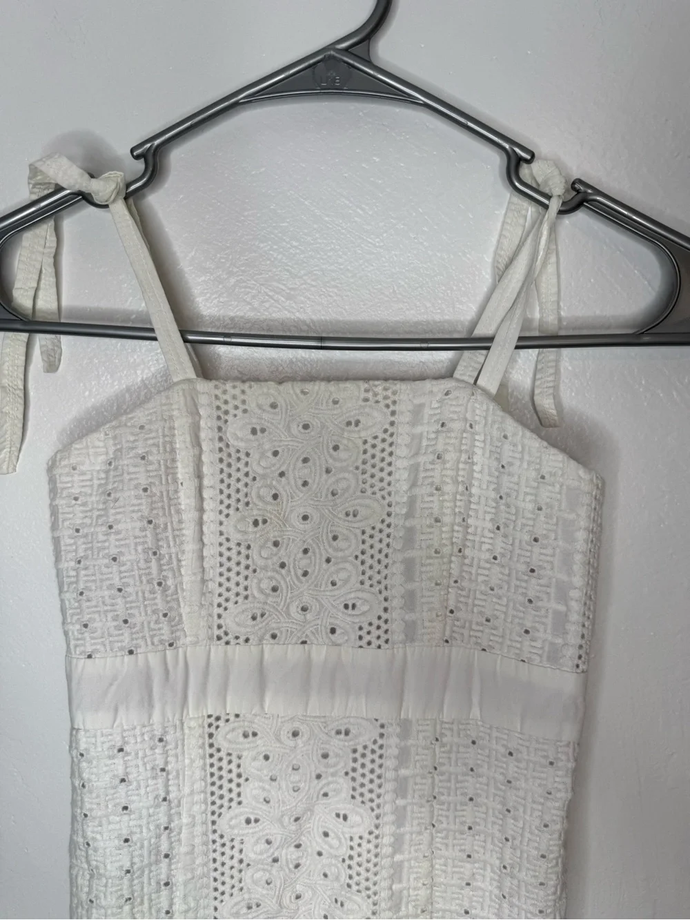 Lilly Pulitzer White Eyelet Tie Strap Mini Dress Size 8